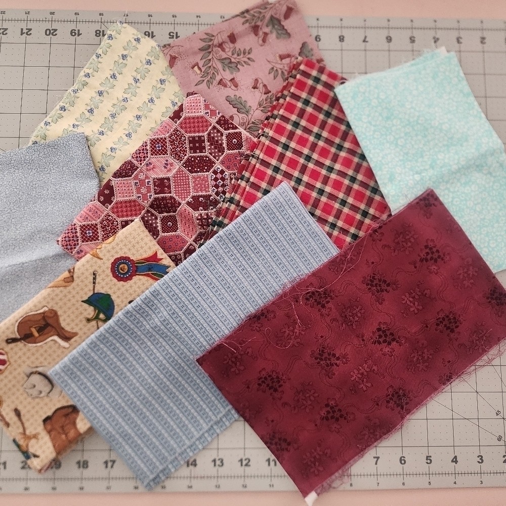 Scrap Fabric Approximately 13 oz, 9 different pieces of Fabric (B)
